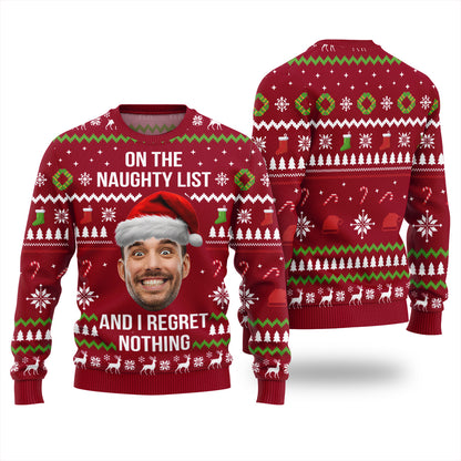 Custom Face Naughty List Ugly Christmas Sweater
