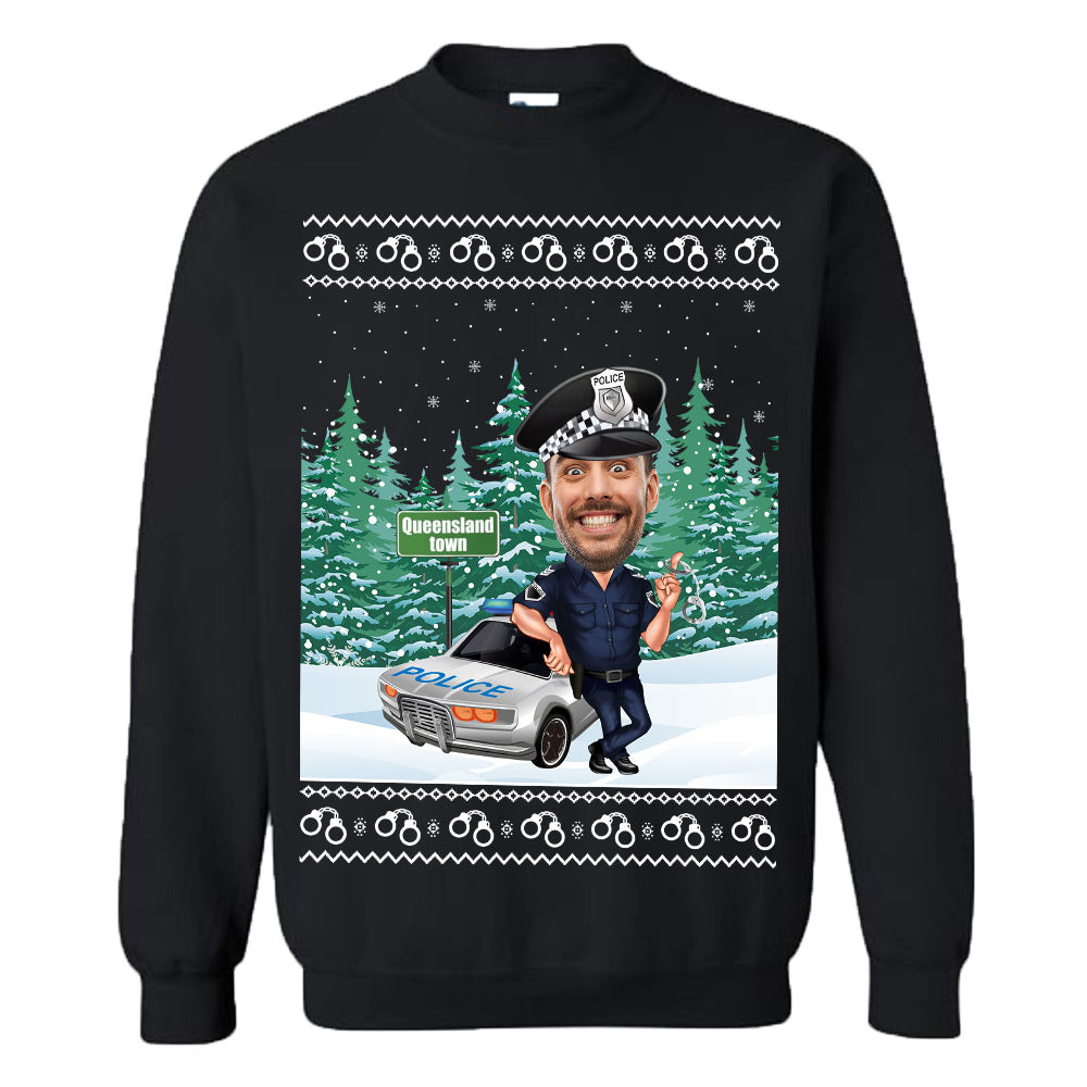 Custom Face Police Christmas Sweatshirt