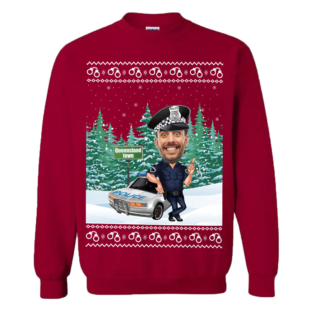 Custom Face Police Christmas Sweatshirt