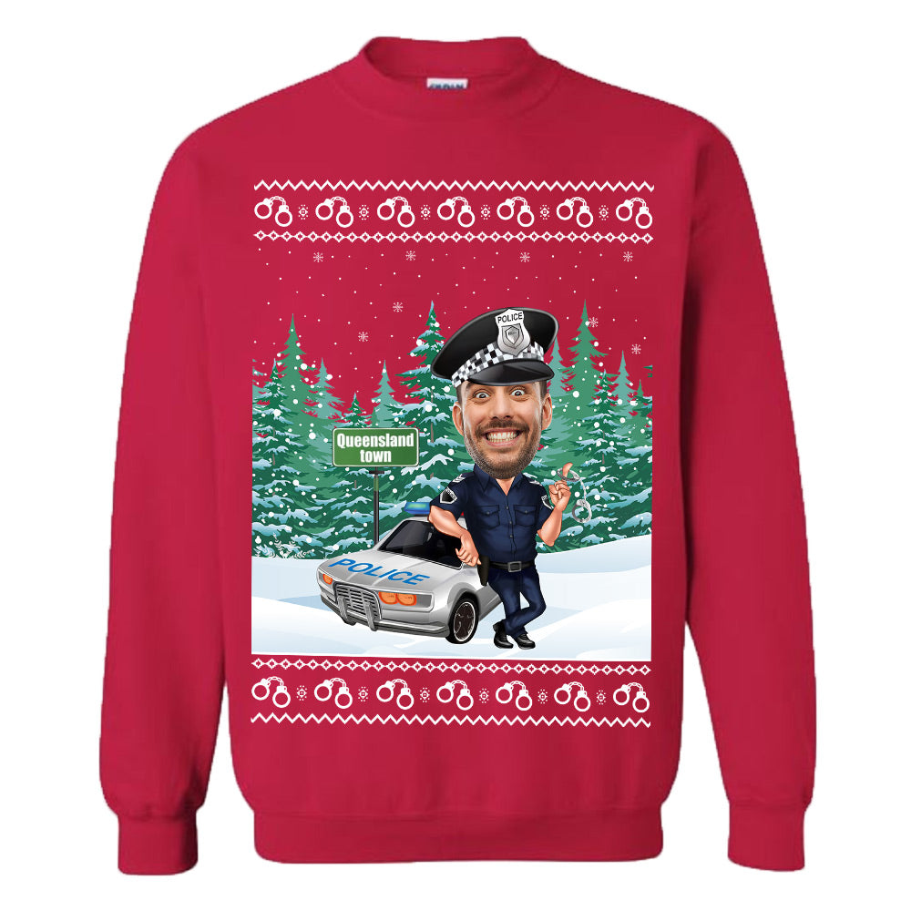 Custom Face Police Christmas Sweatshirt
