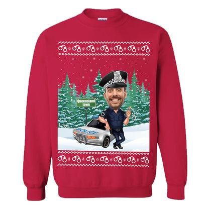 Custom Face Police Christmas Sweatshirt