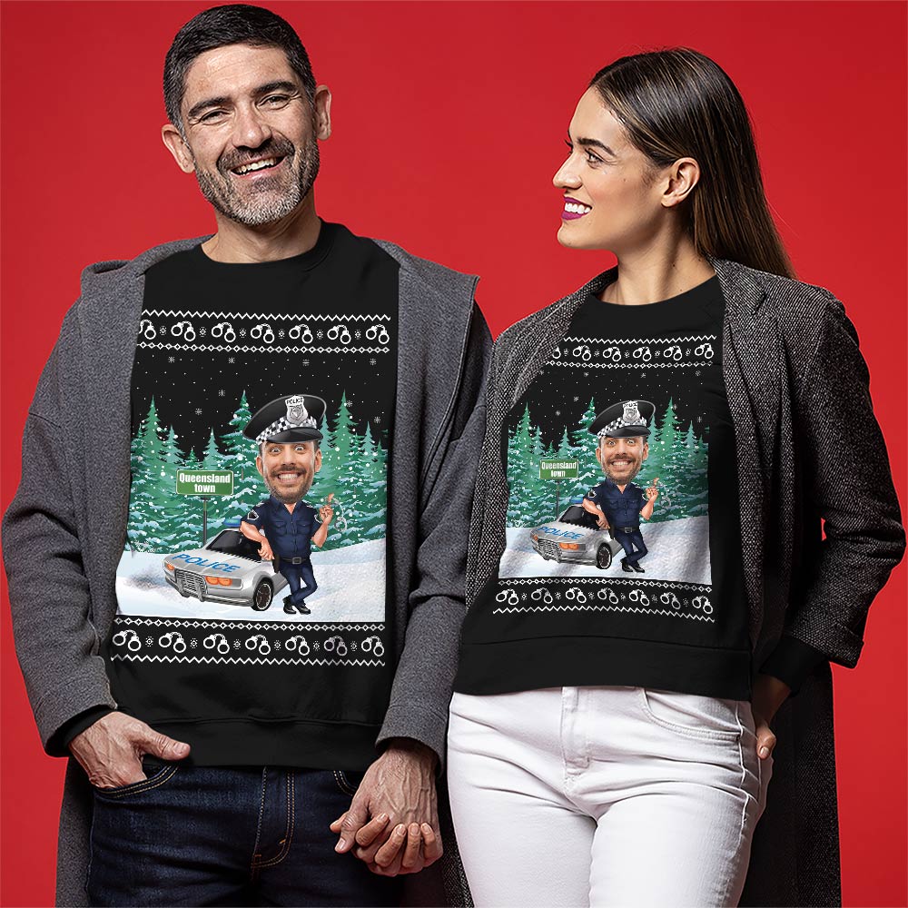 Custom Face Police Christmas Sweatshirt