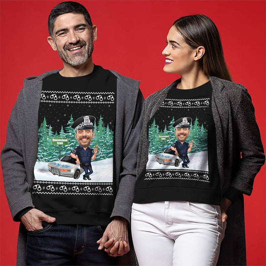 Custom Face Police Christmas Sweatshirt