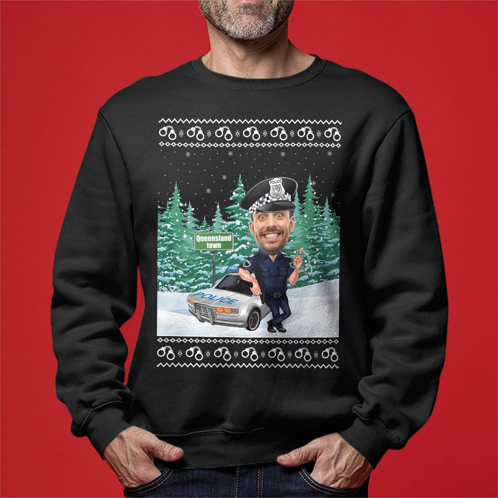 Custom Face Police Christmas Sweatshirt