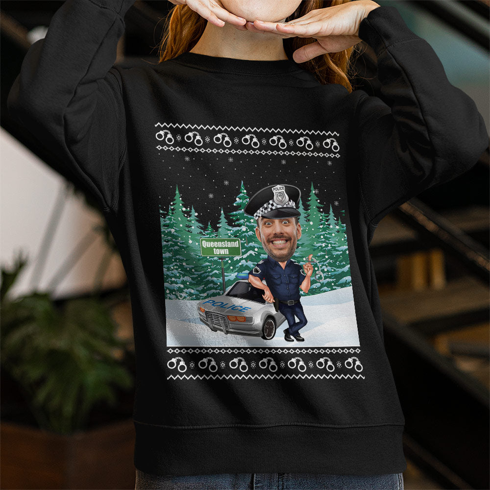 Custom Face Police Christmas Sweatshirt