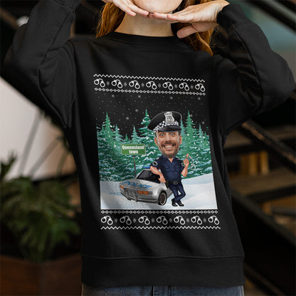 Custom Face Police Christmas Sweatshirt