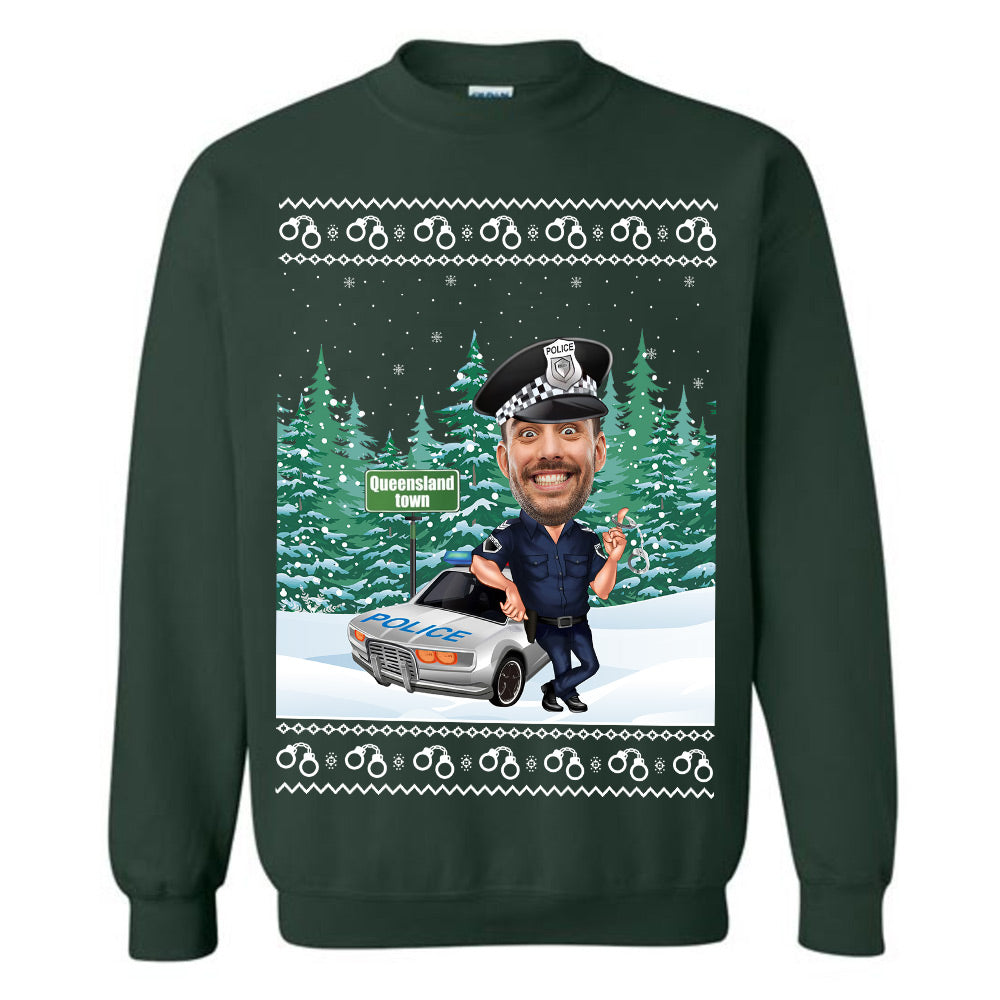Custom Face Police Christmas Sweatshirt