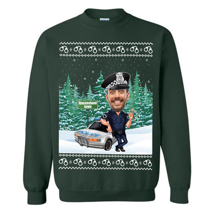 Custom Face Police Christmas Sweatshirt