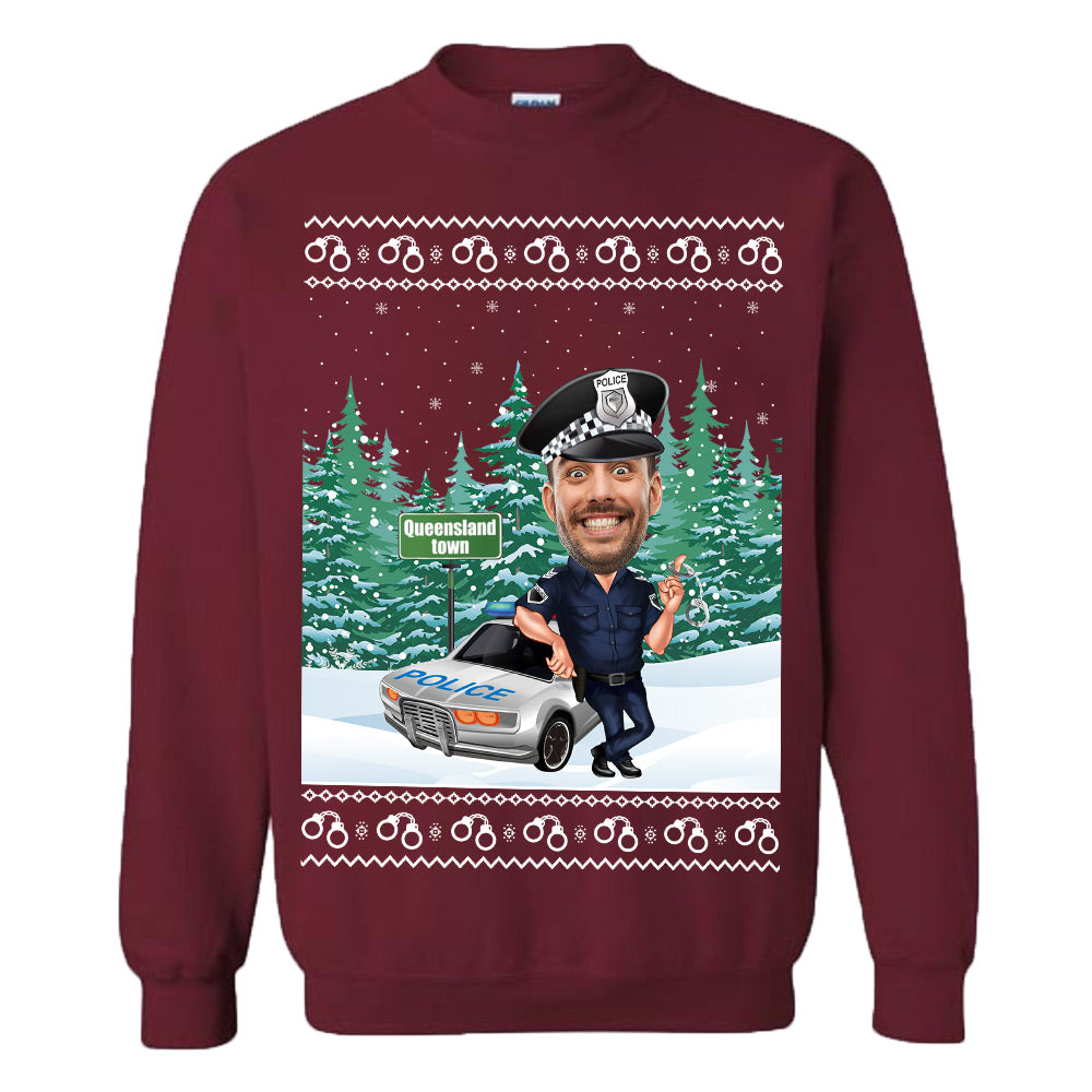 Custom Face Police Christmas Sweatshirt