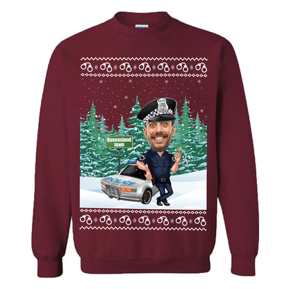 Custom Face Police Christmas Sweatshirt