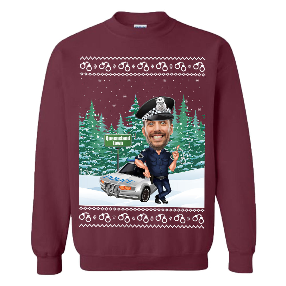 Custom Face Police Christmas Sweatshirt
