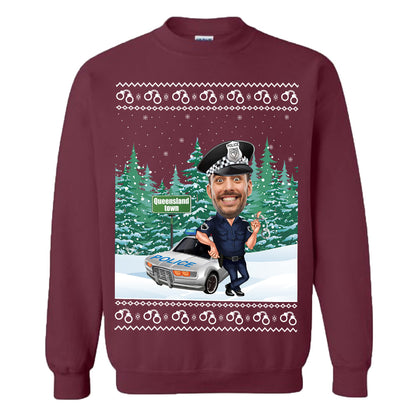Custom Face Police Christmas Sweatshirt