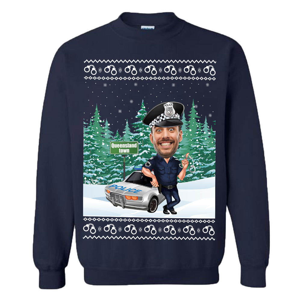 Custom Face Police Christmas Sweatshirt
