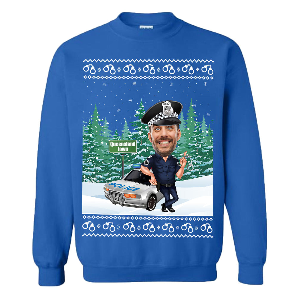 Custom Face Police Christmas Sweatshirt