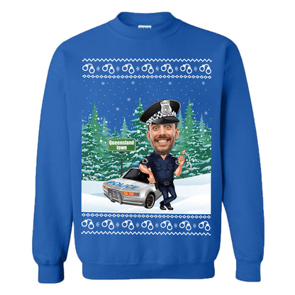 Custom Face Police Christmas Sweatshirt