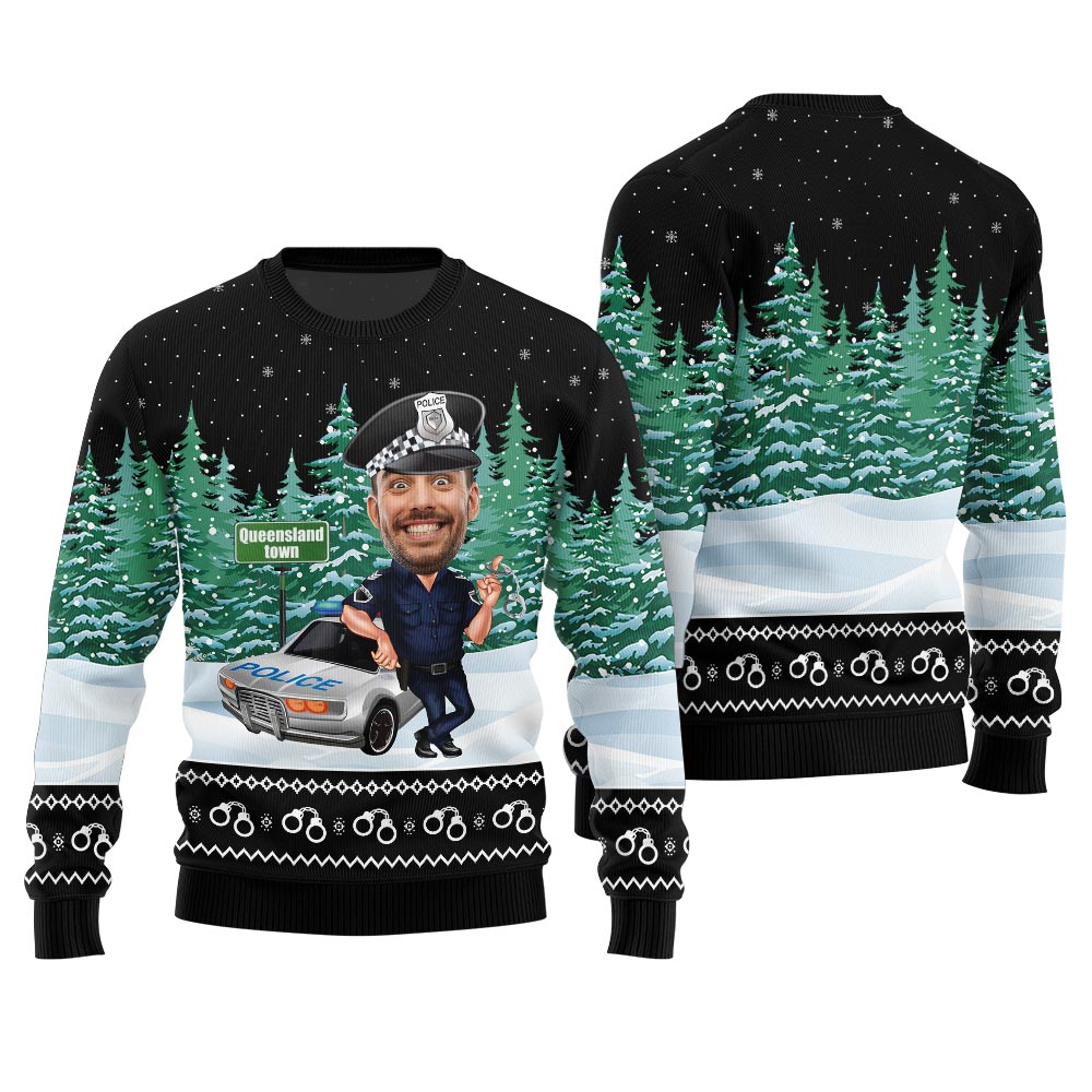 Custom Face Police Ugly Christmas Sweater