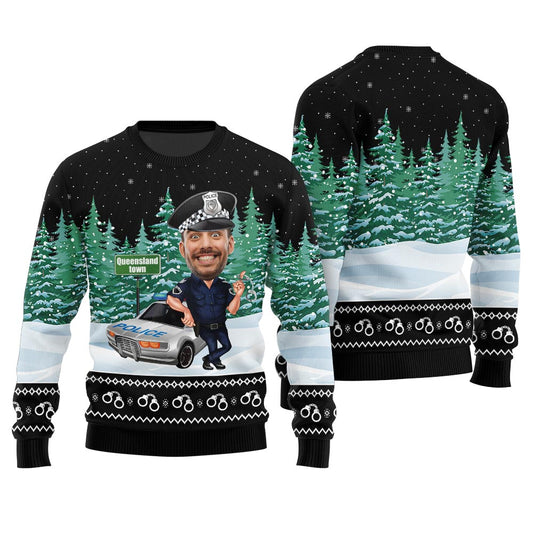 Custom Face Police Ugly Christmas Sweater
