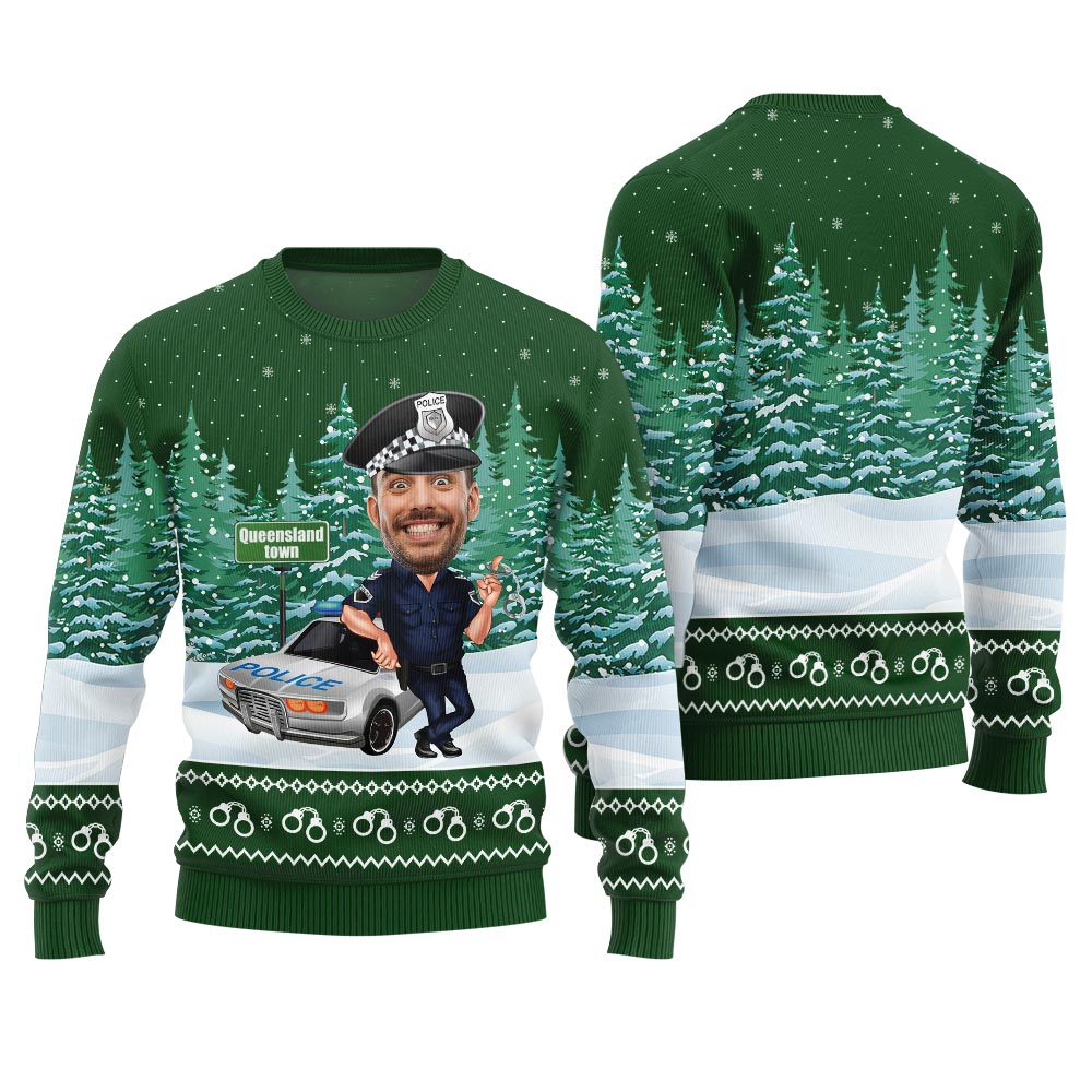 Custom Face Police Ugly Christmas Sweater