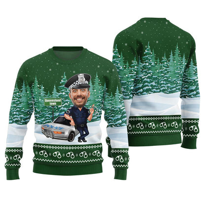 Custom Face Police Ugly Christmas Sweater