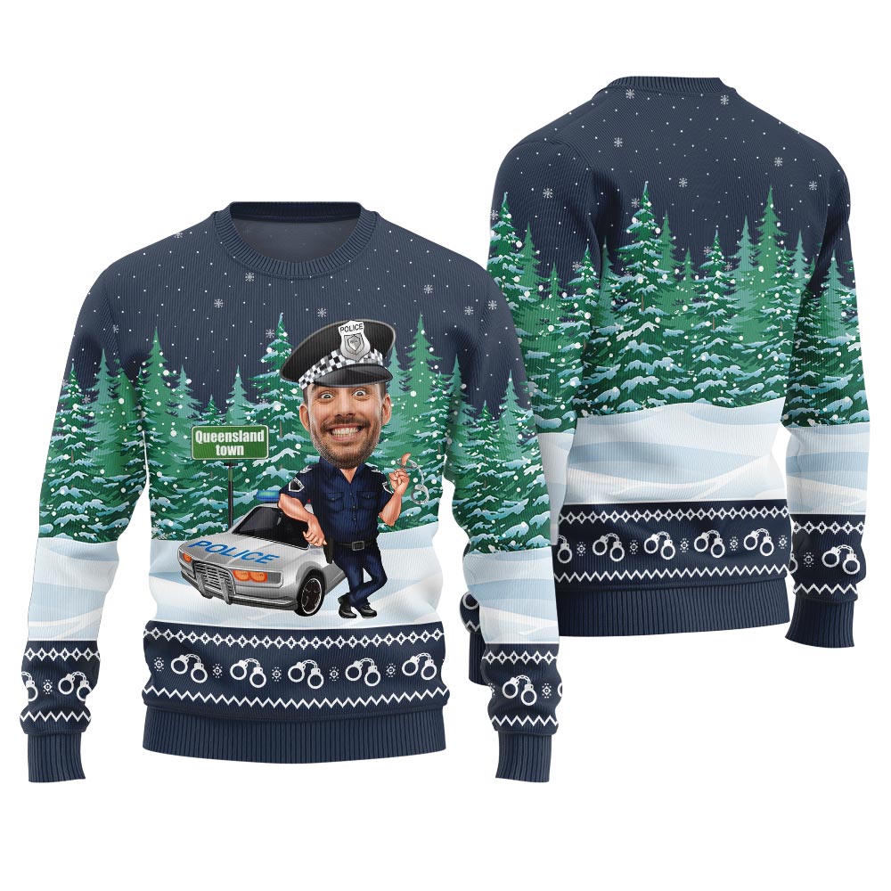 Custom Face Police Ugly Christmas Sweater