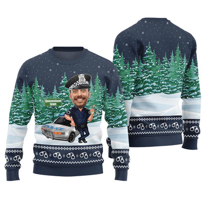 Custom Face Police Ugly Christmas Sweater