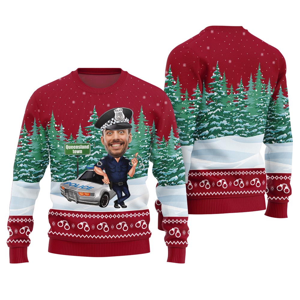 Custom Face Police Ugly Christmas Sweater