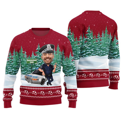 Custom Face Police Ugly Christmas Sweater