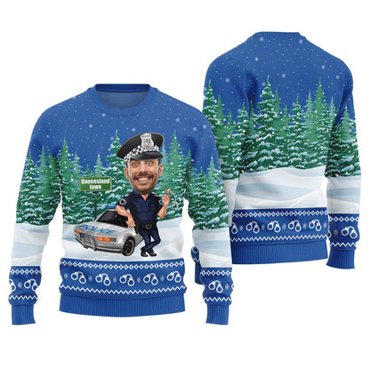 Custom Face Police Ugly Christmas Sweater