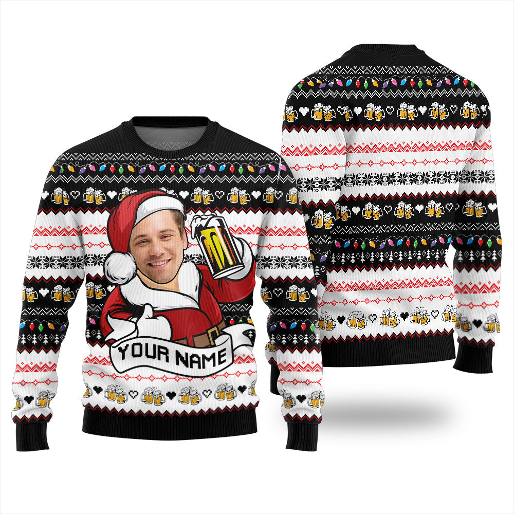 Custom Face Beer Mens Christmas Sweater
