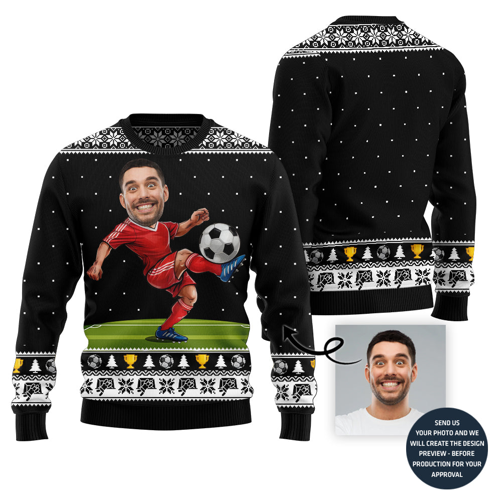 Custom Face Soccer Player Ugly Sweater