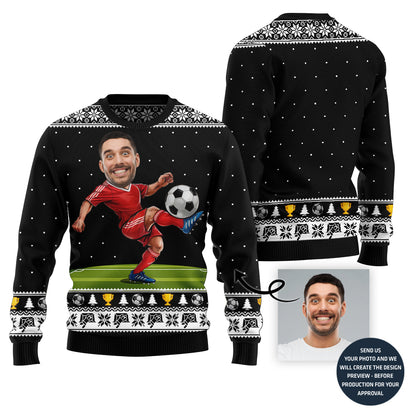 Custom Face Soccer Player Ugly Sweater