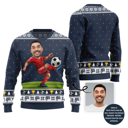 Custom Face Soccer Player Ugly Sweater