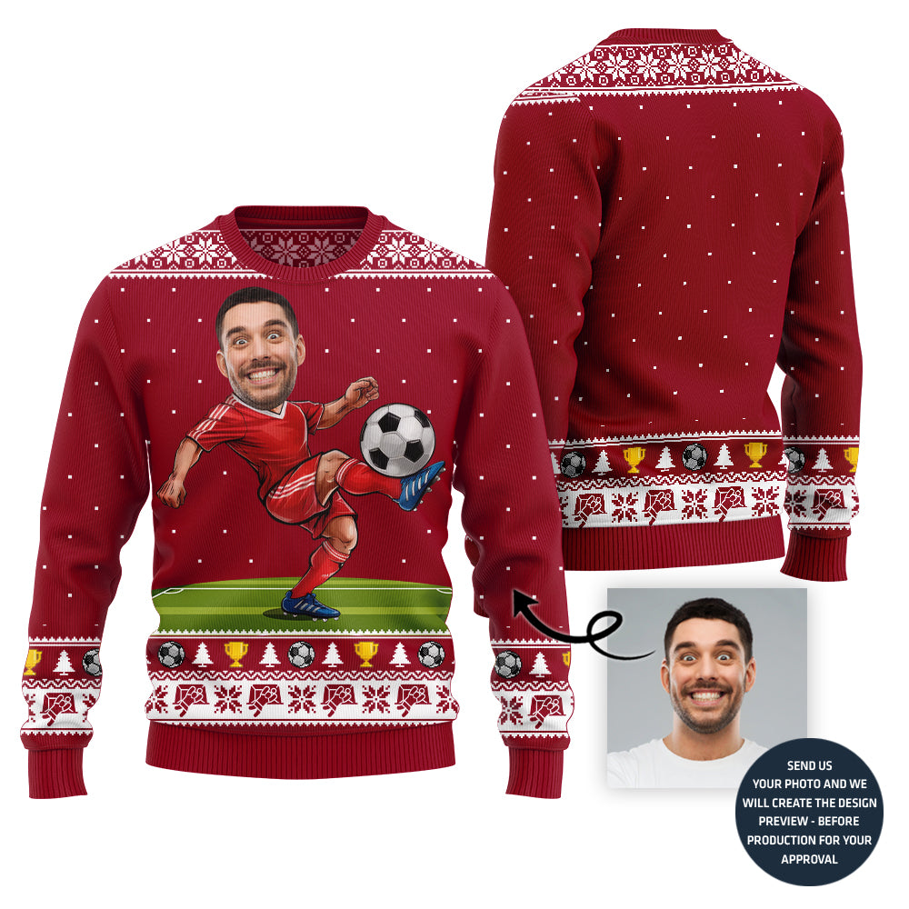 Custom Face Soccer Player Ugly Sweater
