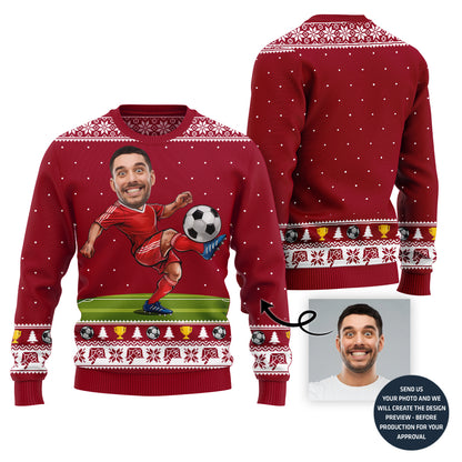Custom Face Soccer Player Ugly Sweater