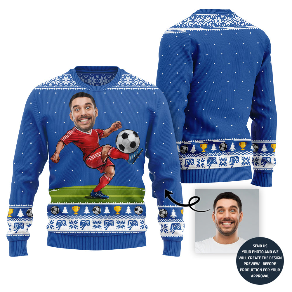 Custom Face Soccer Player Ugly Sweater