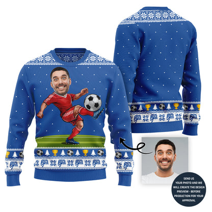 Custom Face Soccer Player Ugly Sweater
