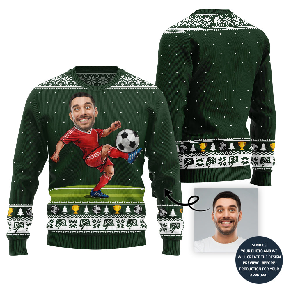 Custom Face Soccer Player Ugly Sweater