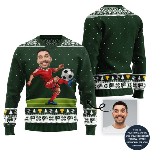Custom Face Soccer Player Ugly Sweater