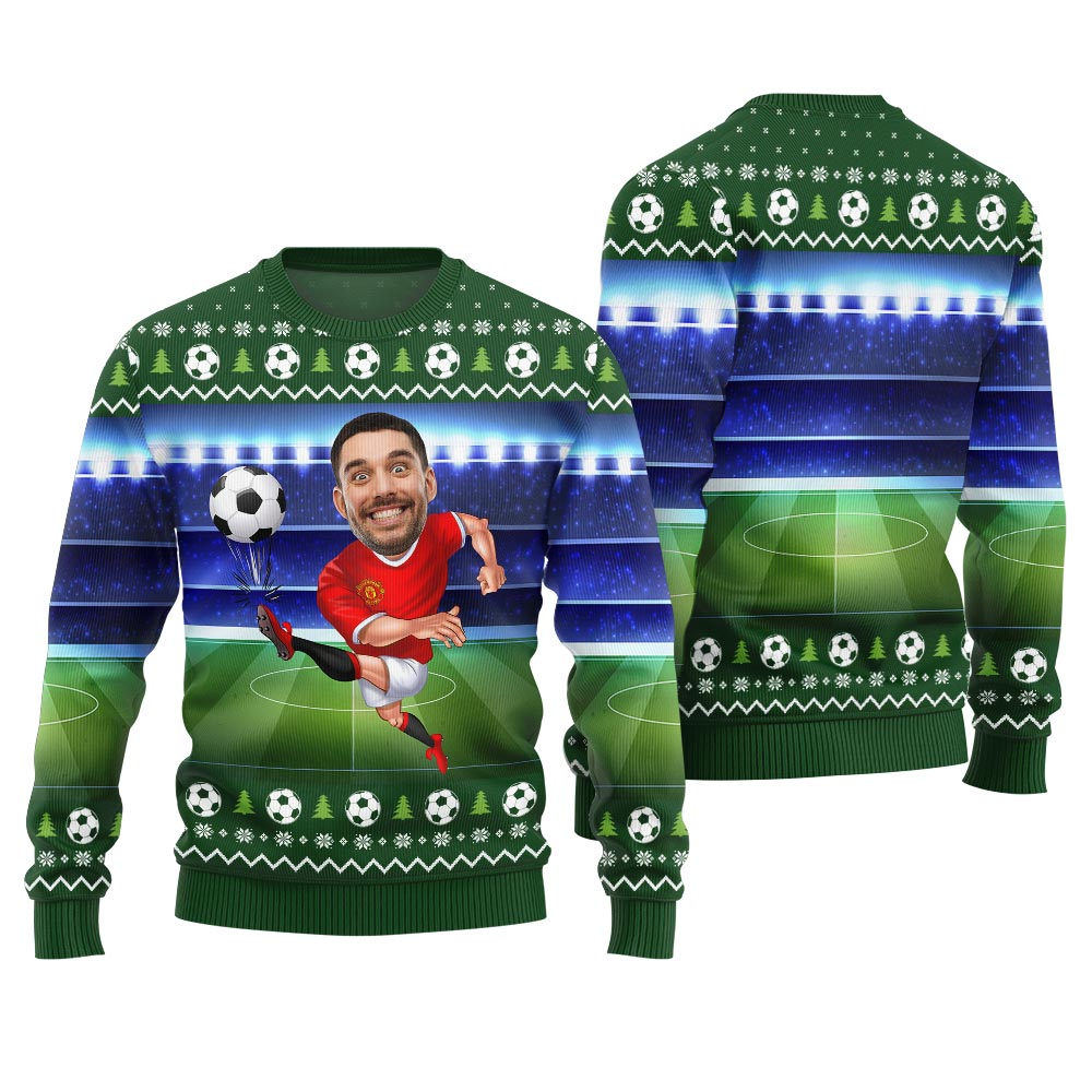 Custom Face Soccer Ugly Christmas Sweater