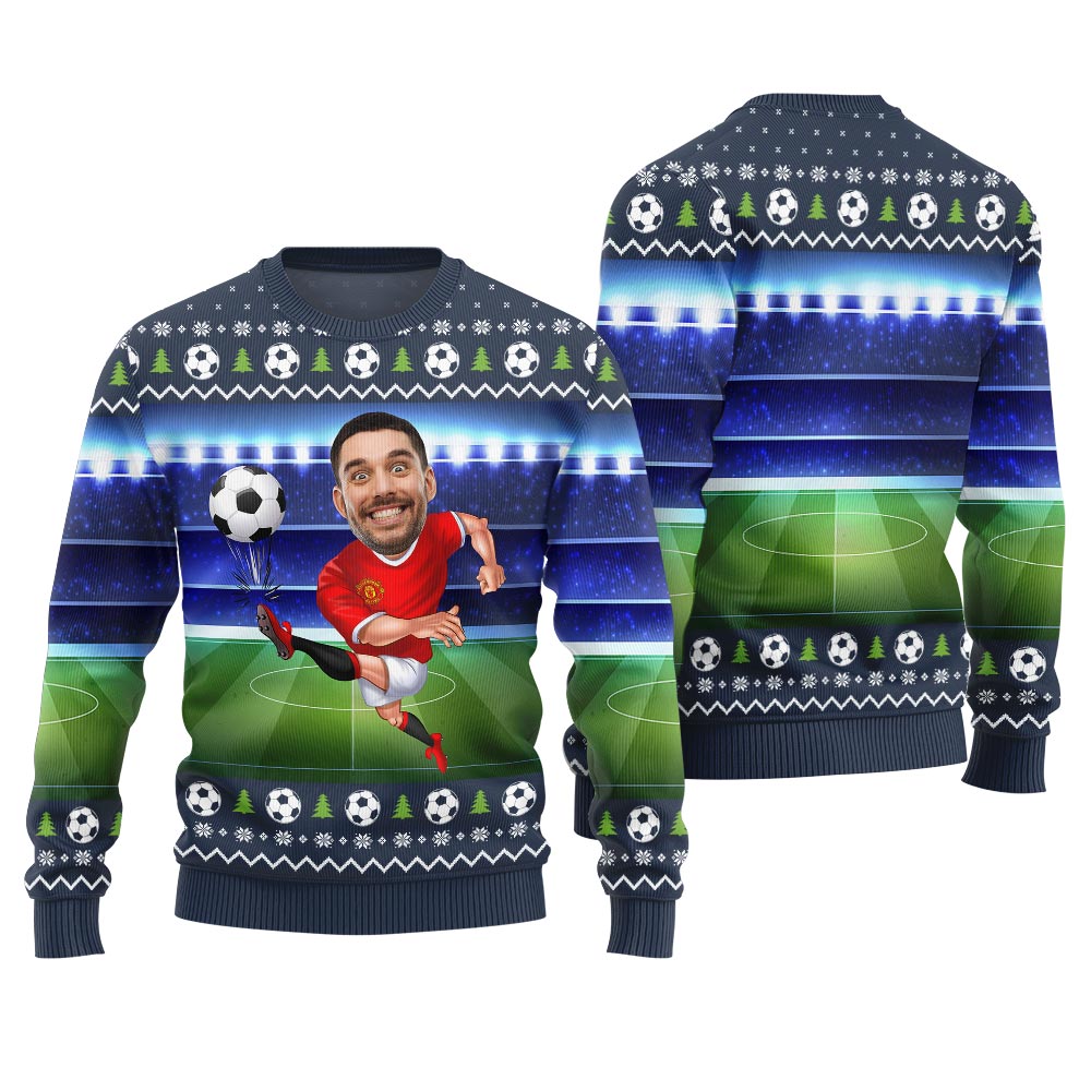 Custom Face Soccer Ugly Christmas Sweater