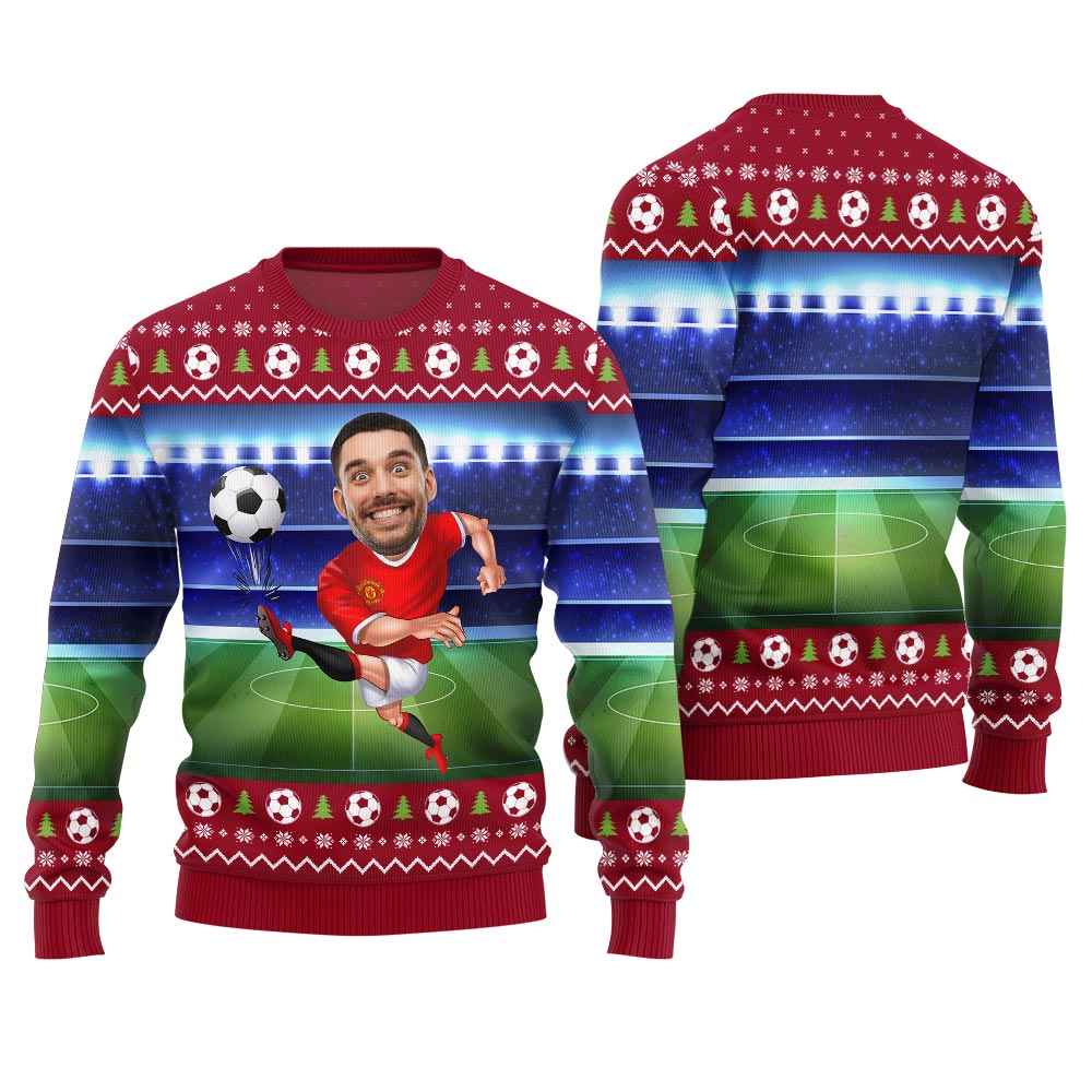 Custom Face Soccer Ugly Christmas Sweater