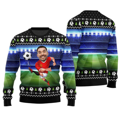 Custom Face Soccer Ugly Christmas Sweater
