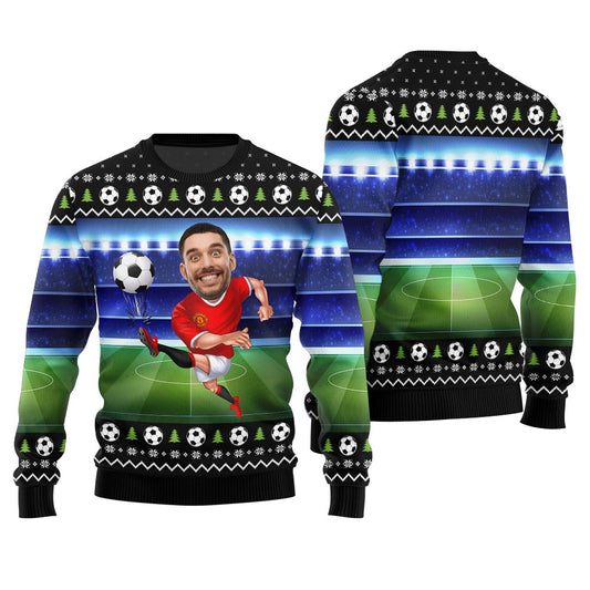 Custom Face Soccer Ugly Christmas Sweater