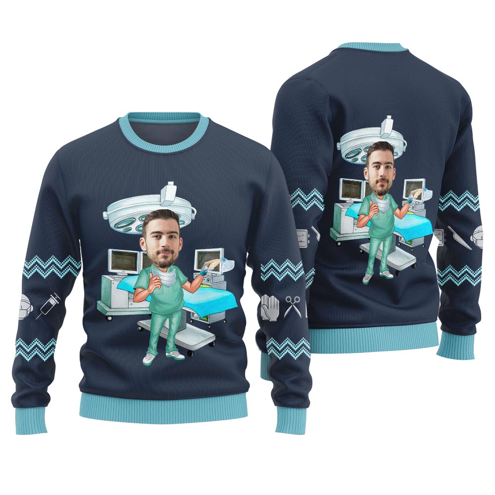 Custom Face Surgeon Ugly Christmas Sweater