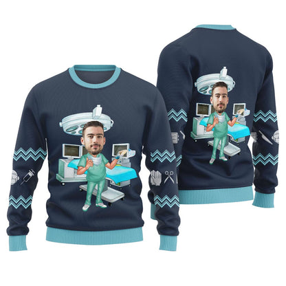 Custom Face Surgeon Ugly Christmas Sweater