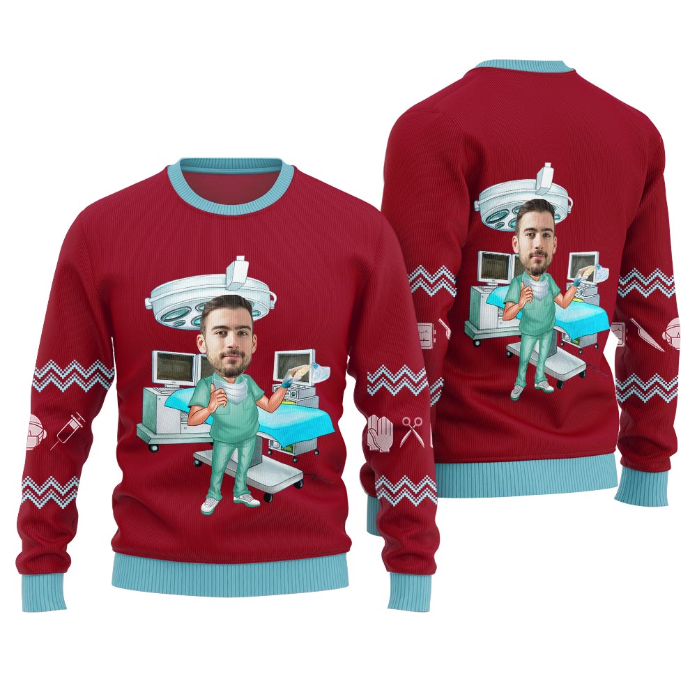 Custom Face Surgeon Ugly Christmas Sweater