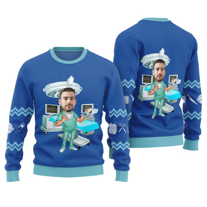 Custom Face Surgeon Ugly Christmas Sweater