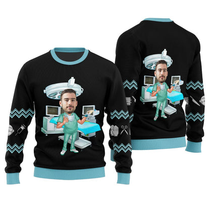 Custom Face Surgeon Ugly Christmas Sweater
