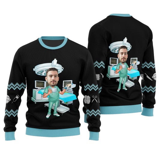Custom Face Surgeon Ugly Christmas Sweater