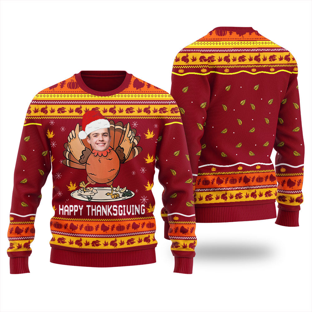 Personalized Turkey Christmas Sweater With Picture For Women